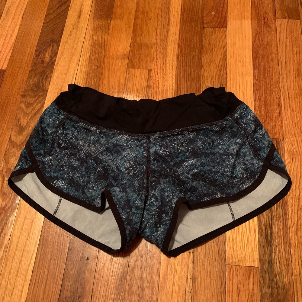 Women's Black and Blue Athletic Shorts